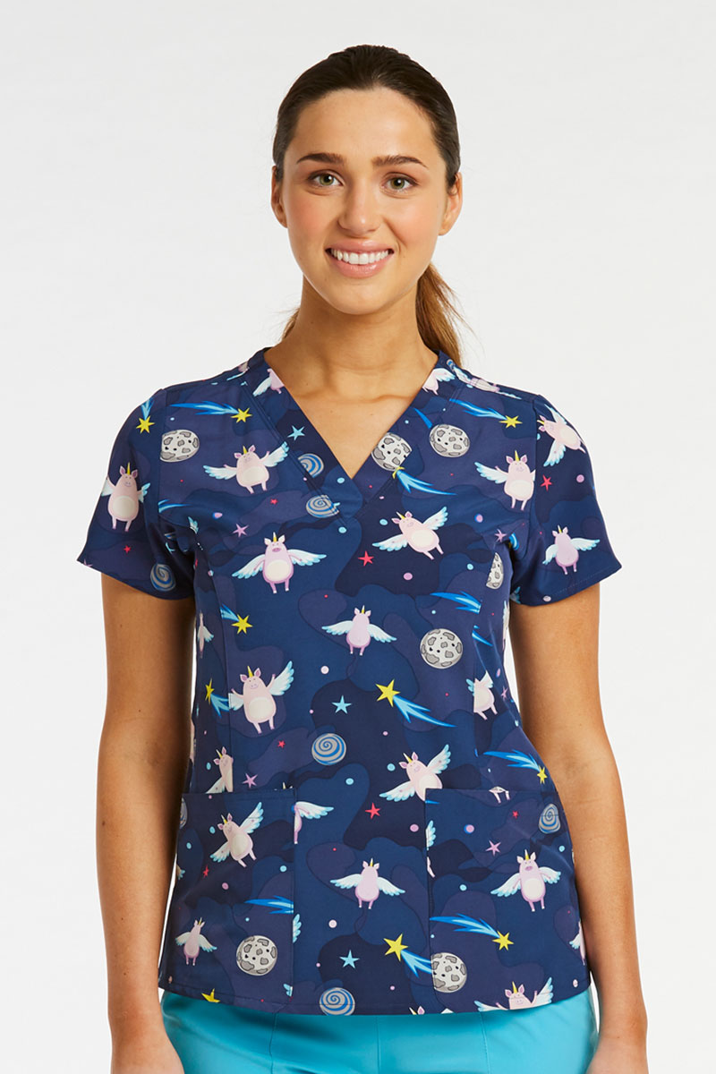 Kolorowa bluza damska Maevn Prints kosmiczne świnki