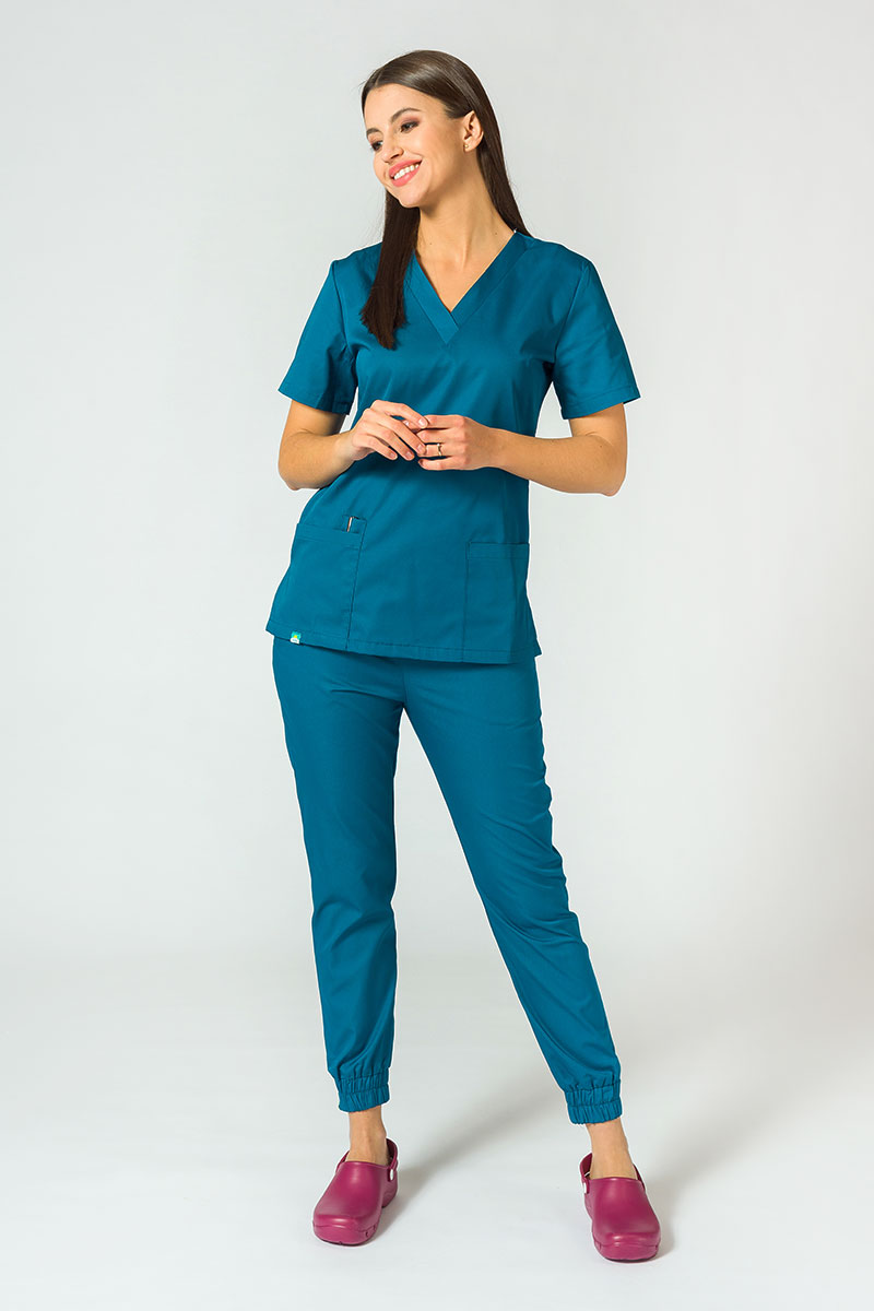Komplet medyczny damski Sunrise Uniforms Basic Jogger (bluza Light, spodnie Easy) karaibski błękit