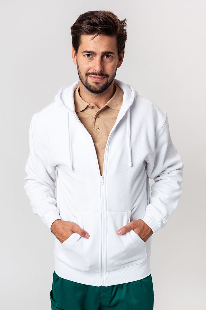 Bluza dresowa męska z kapturem Malfini Trendy Zipper biała