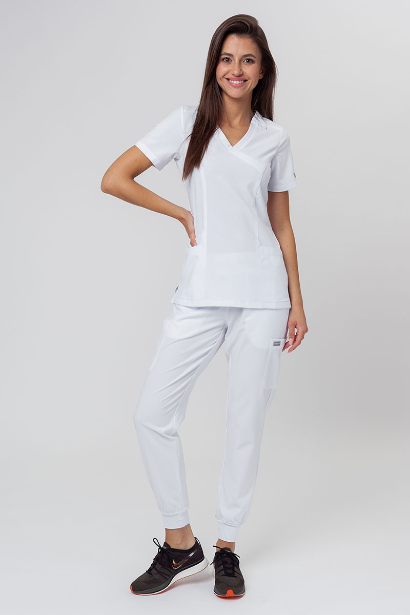 Komplet medyczny damski Maevn Momentum (bluza Asymetric, spodnie Jogger) biały