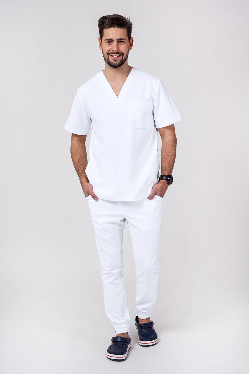 Komplet medyczny męski Sunrise Uniforms Premium Men (bluza Dose, spodnie Select jogger) biały