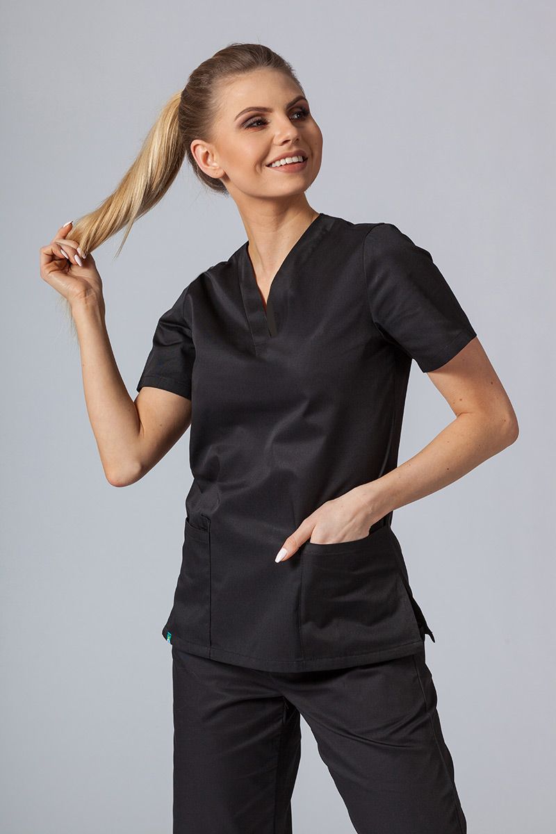 Bluza medyczna damska Sunrise Uniforms czarna taliowana