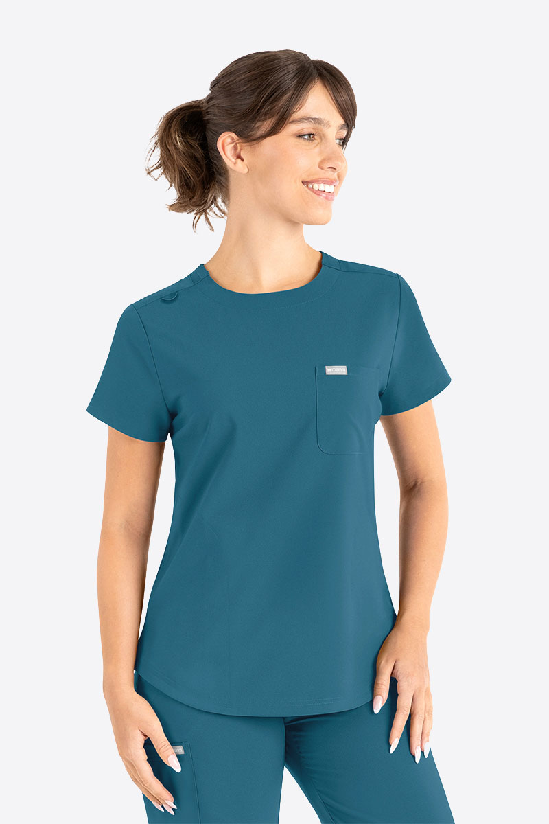 Bluza medyczna damska Maevn Momentum Round Neck karaibski błękit