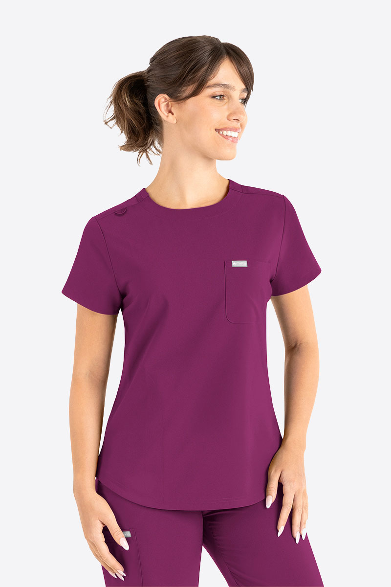 Bluza medyczna damska Maevn Momentum Round Neck wiśniowa