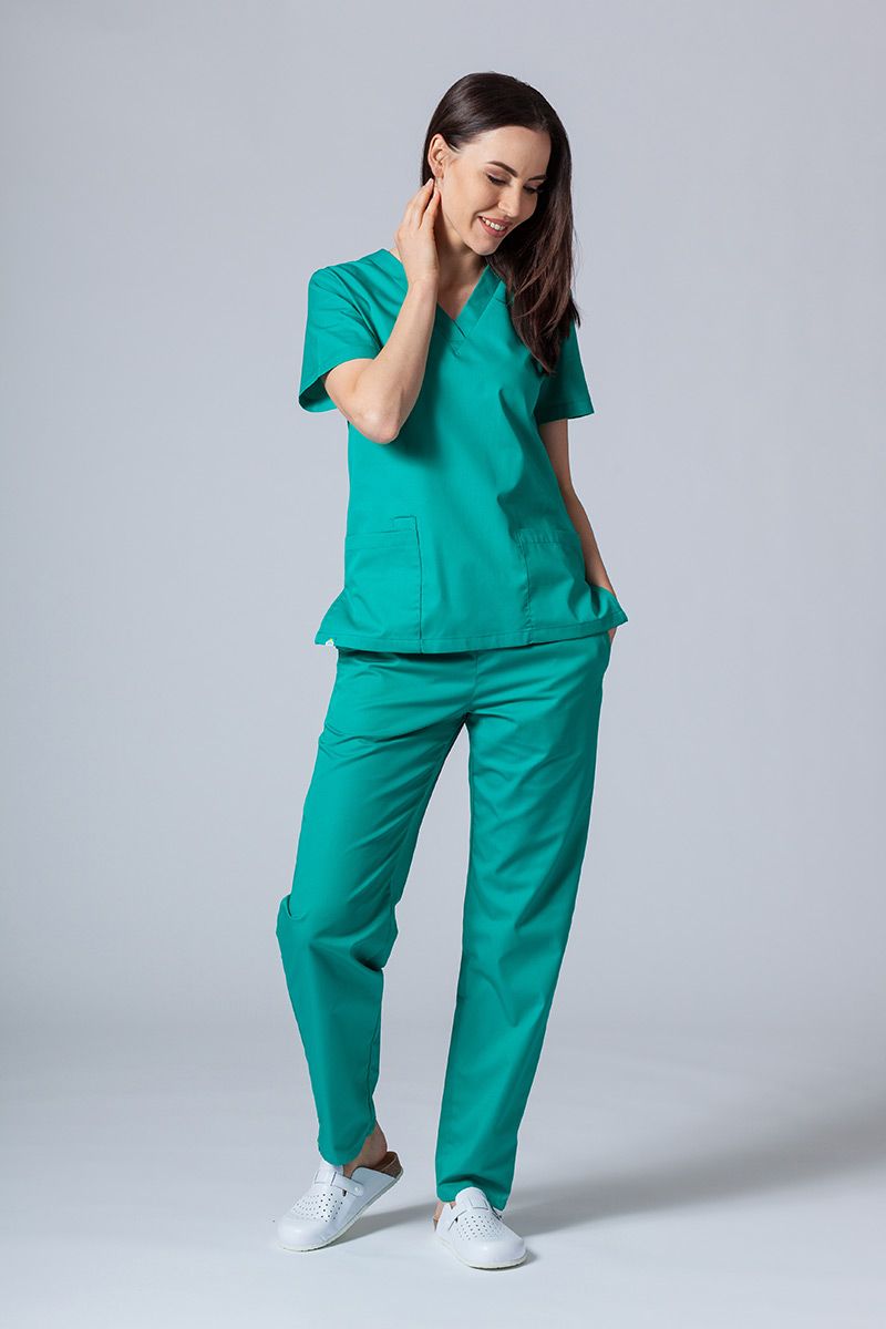 Komplet medyczny damski Sunrise Uniforms Basic Classic (bluza Light, spodnie Regular) zielony