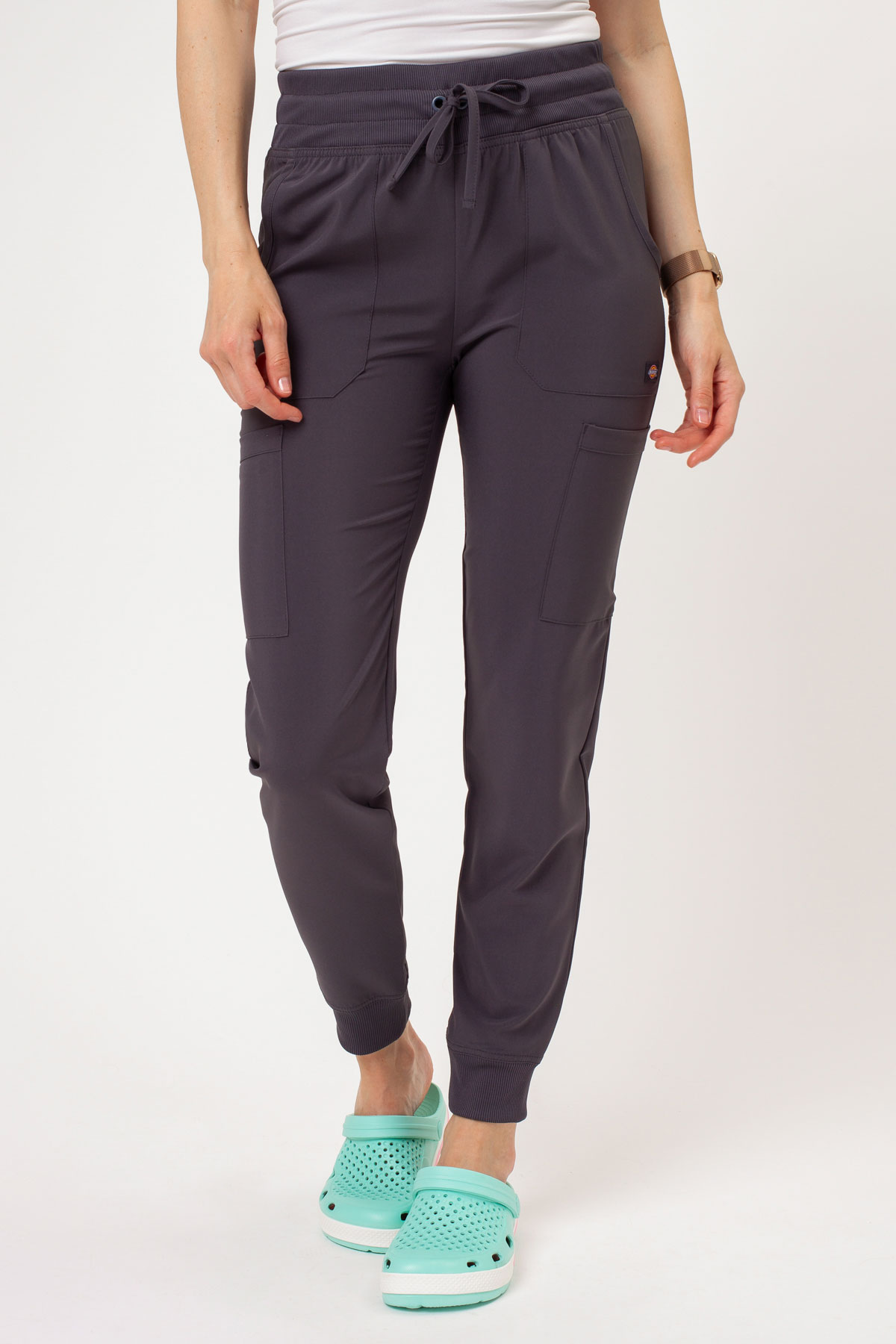 Spodnie medyczne damskie Dickies EDS Essentials Mid Rise jogger szare