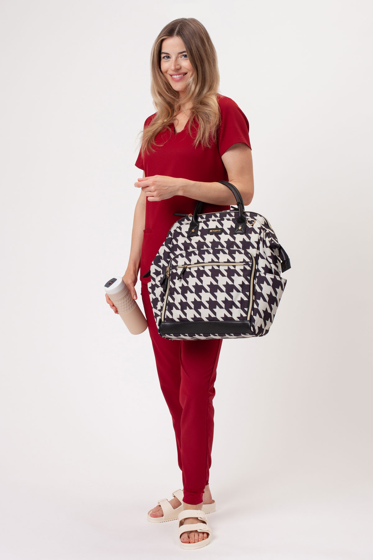 Komplet medyczny damski Sunrise Lite Fit jogger burgundowy