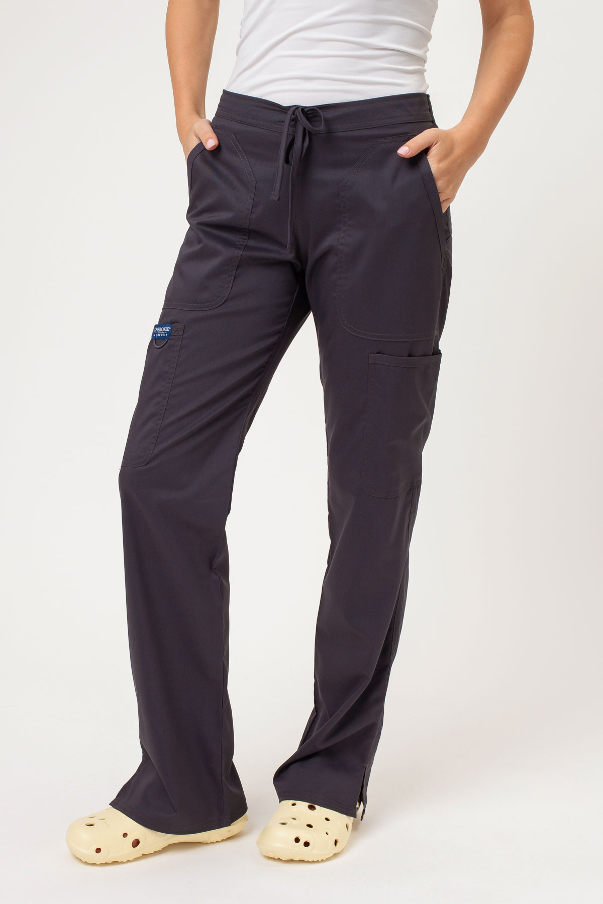Spodnie medyczne damskie Cherokee Revolution Flare Leg szare