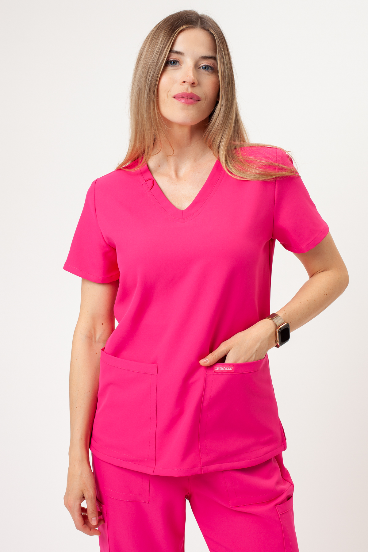 Bluza medyczna damska Cherokee Ultra V-neck Top różowa