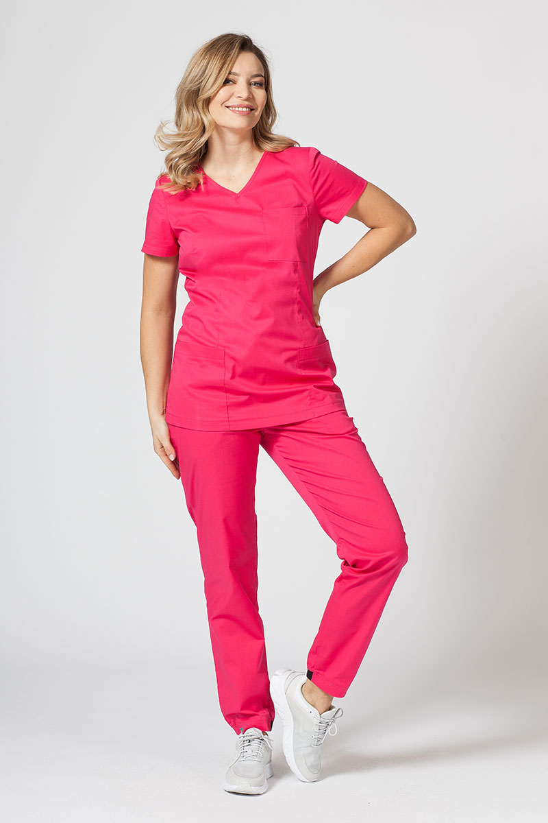 Komplet medyczny damski Sunrise Uniforms Active II (bluza Fit, spodnie Loose) malinowy