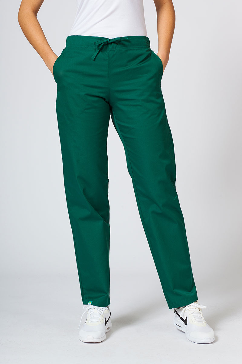 Spodnie medyczne damskie Sunrise Uniforms Basic Regular butelkowa zieleń