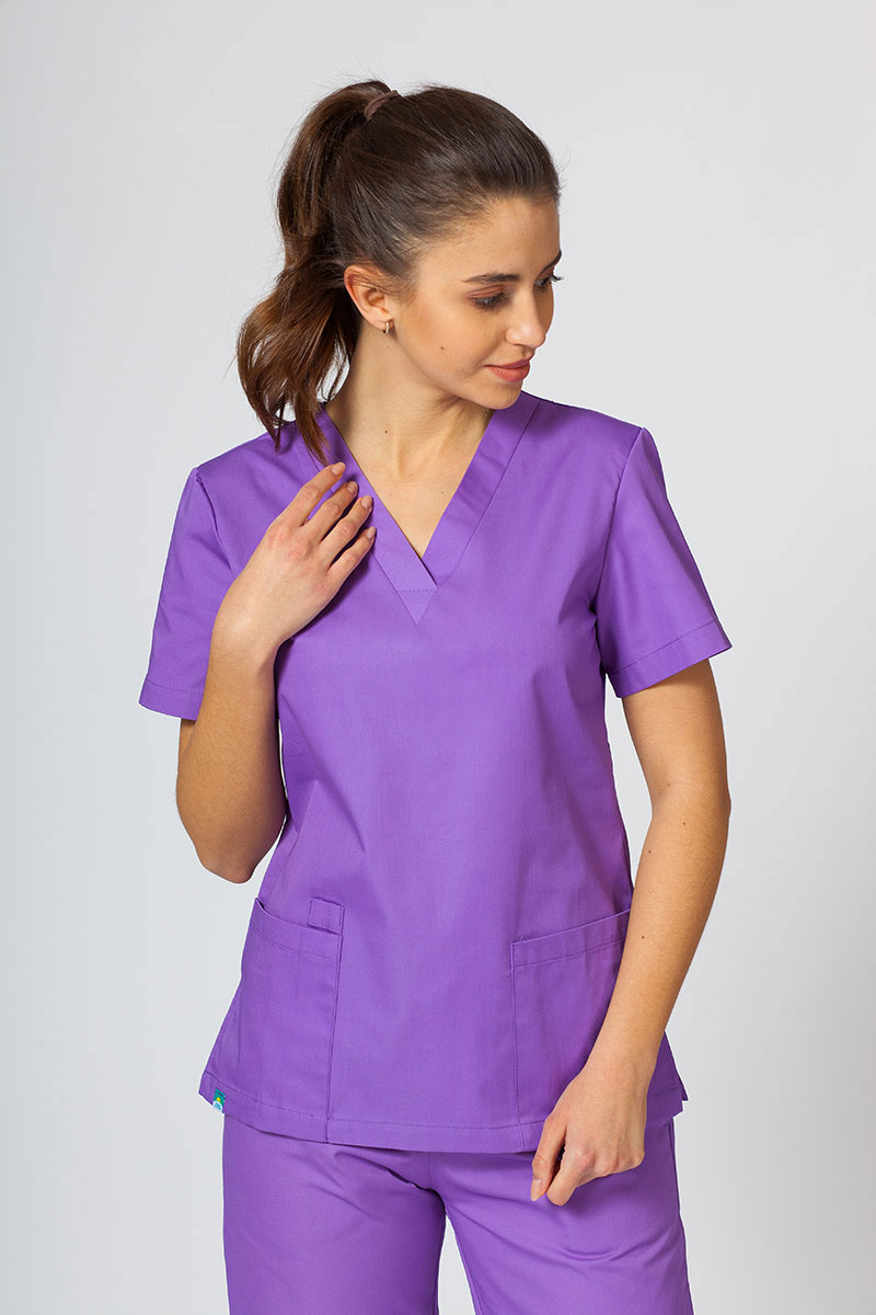 Bluza medyczna damska Sunrise Uniforms fioletowa taliowana