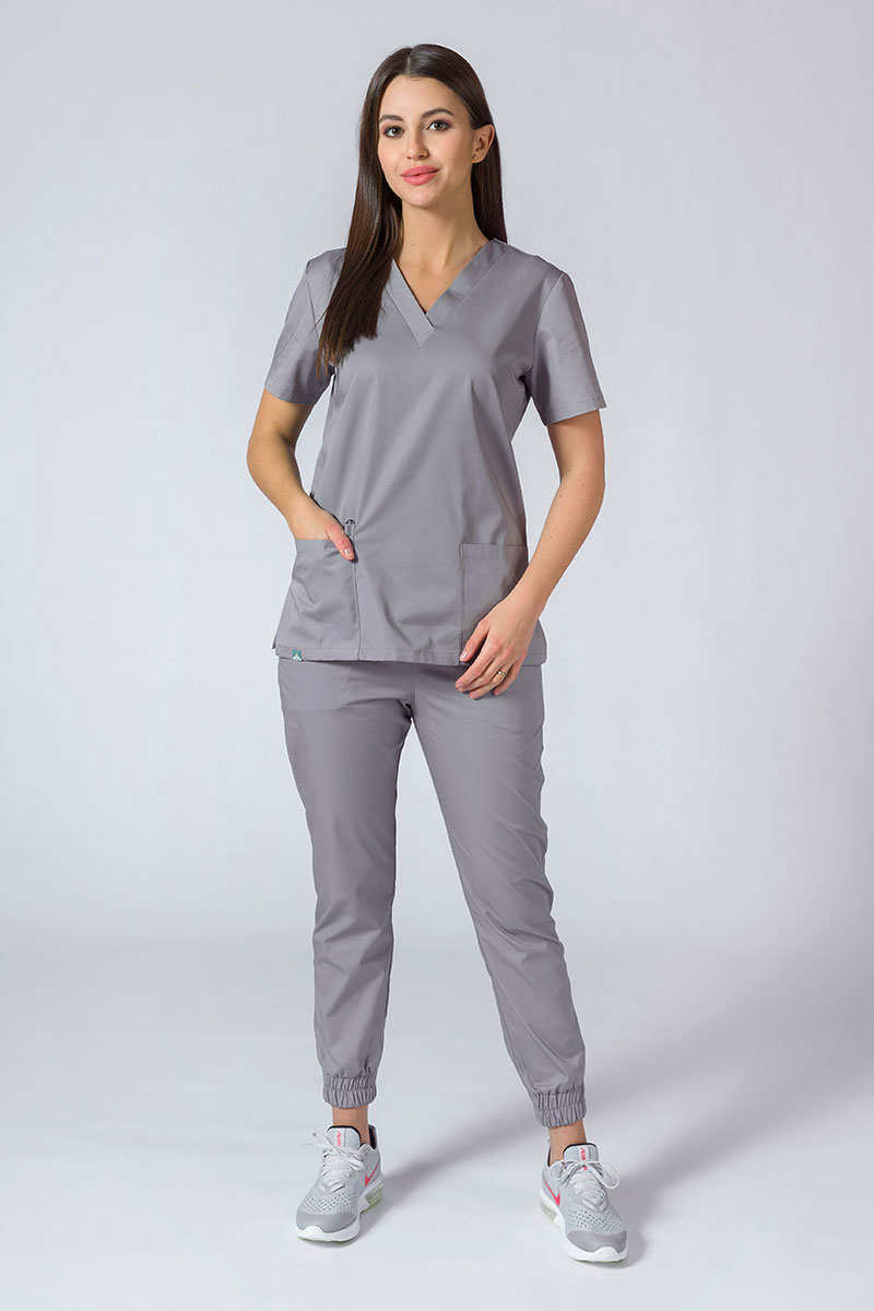 Komplet medyczny damski Sunrise Uniforms Basic Jogger (bluza Light, spodnie Easy) szary