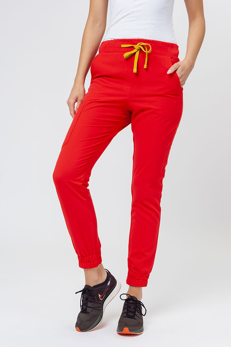 Spodnie medyczne damskie Sunrise Uniforms Premium Chill jogger soczysta czerwień