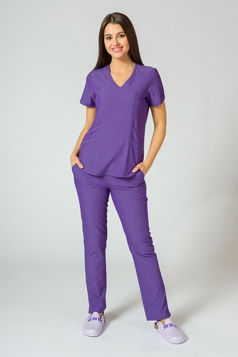 Komplet medyczny Adar Uniforms Yoga fioletowy (z bluzą Modern - elastic)