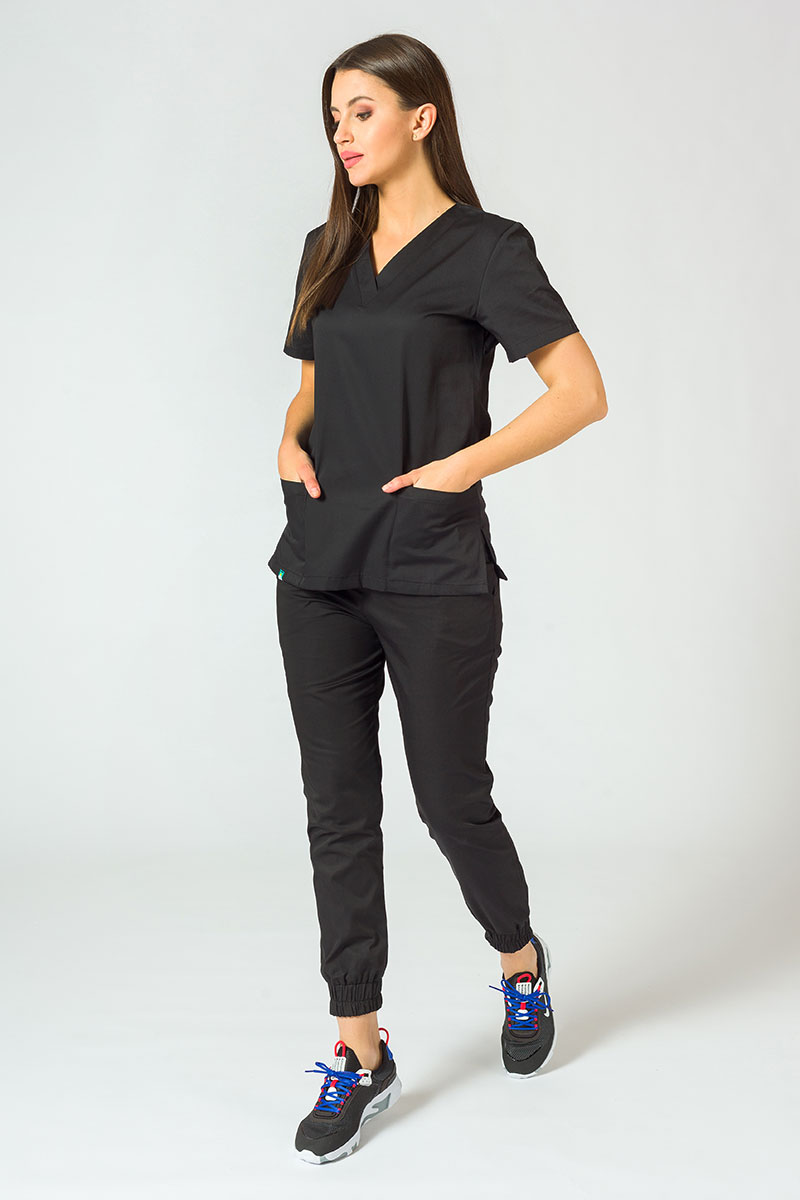 Komplet medyczny damski Sunrise Uniforms Basic Jogger (bluza Light, spodnie Easy) czarny