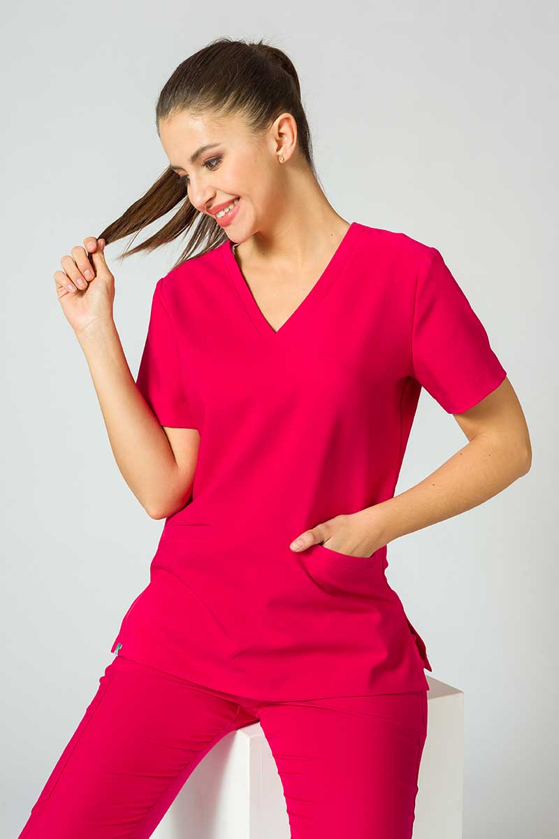 Bluza medyczna damska Sunrise Uniforms Premium Joy malinowa
