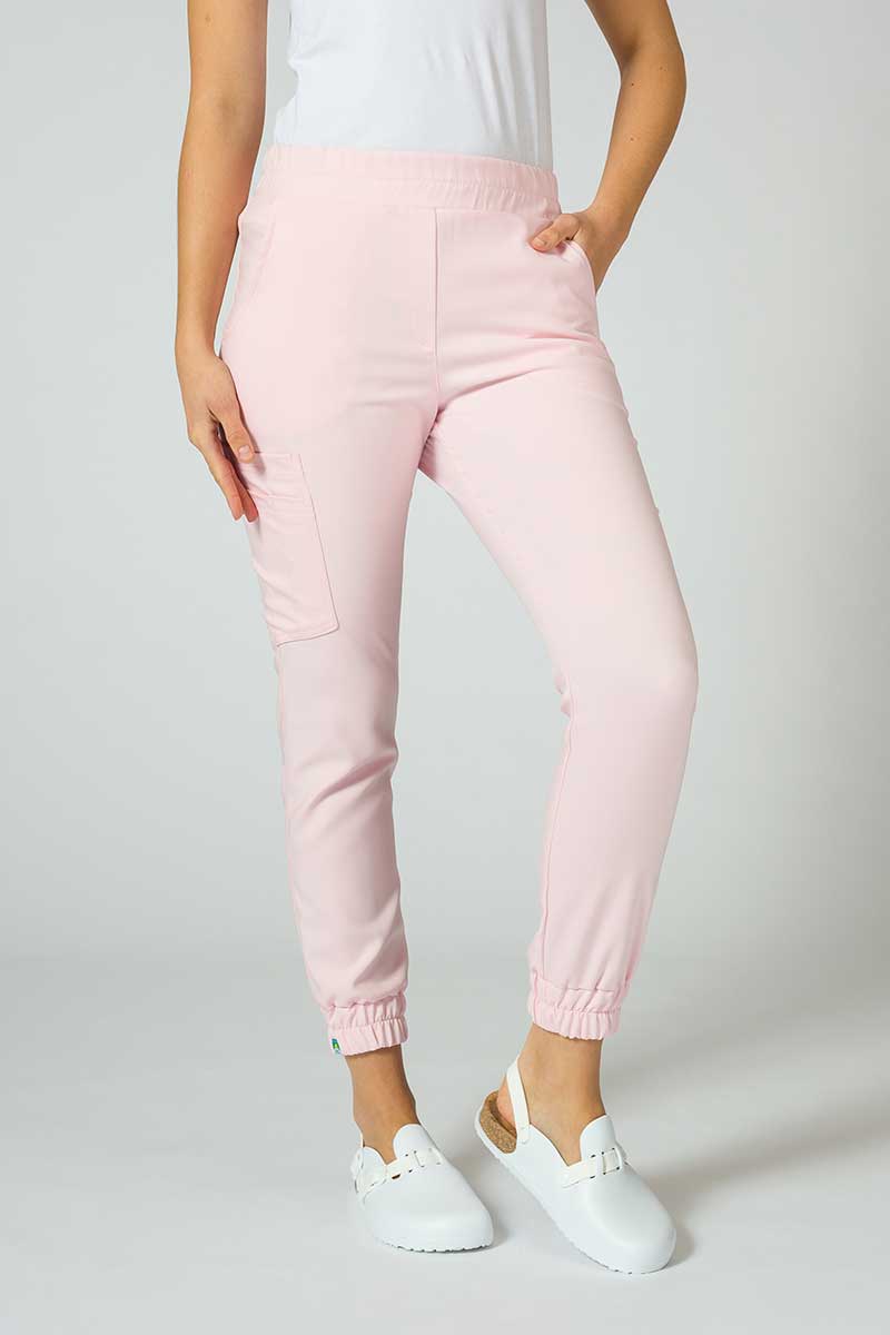 Spodnie medyczne damskie Sunrise Uniforms Premium Chill jogger pastelowy róż