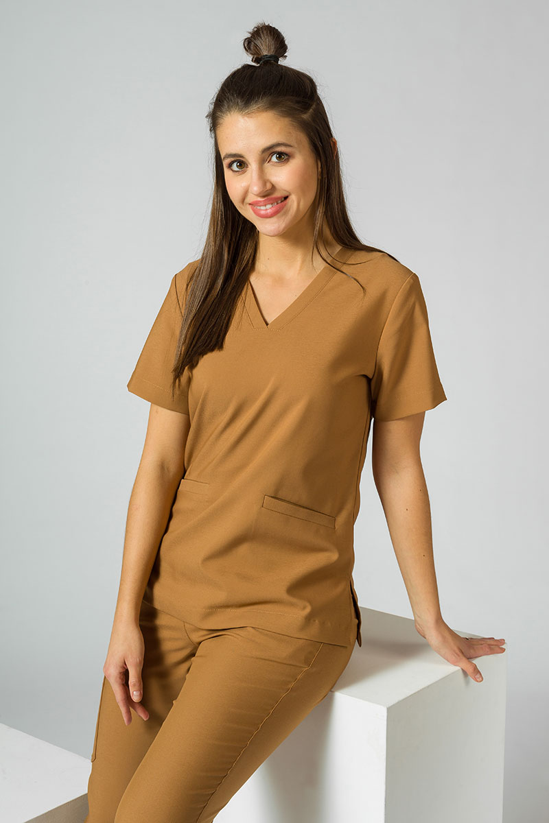 Bluza medyczna damska Sunrise Uniforms Premium Joy brązowa