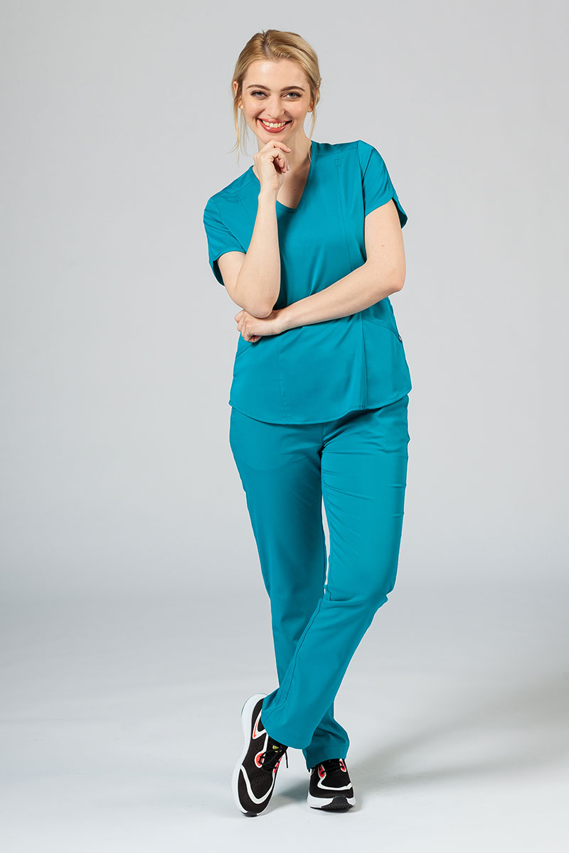 Komplet medyczny Adar Uniforms Yoga morski błękit (z bluzą Modern - elastic)