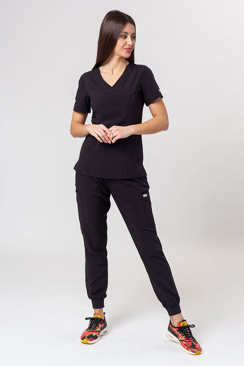 Komplet medyczny damski Maevn Momentum (bluza Asymetric, spodnie Jogger) czarny