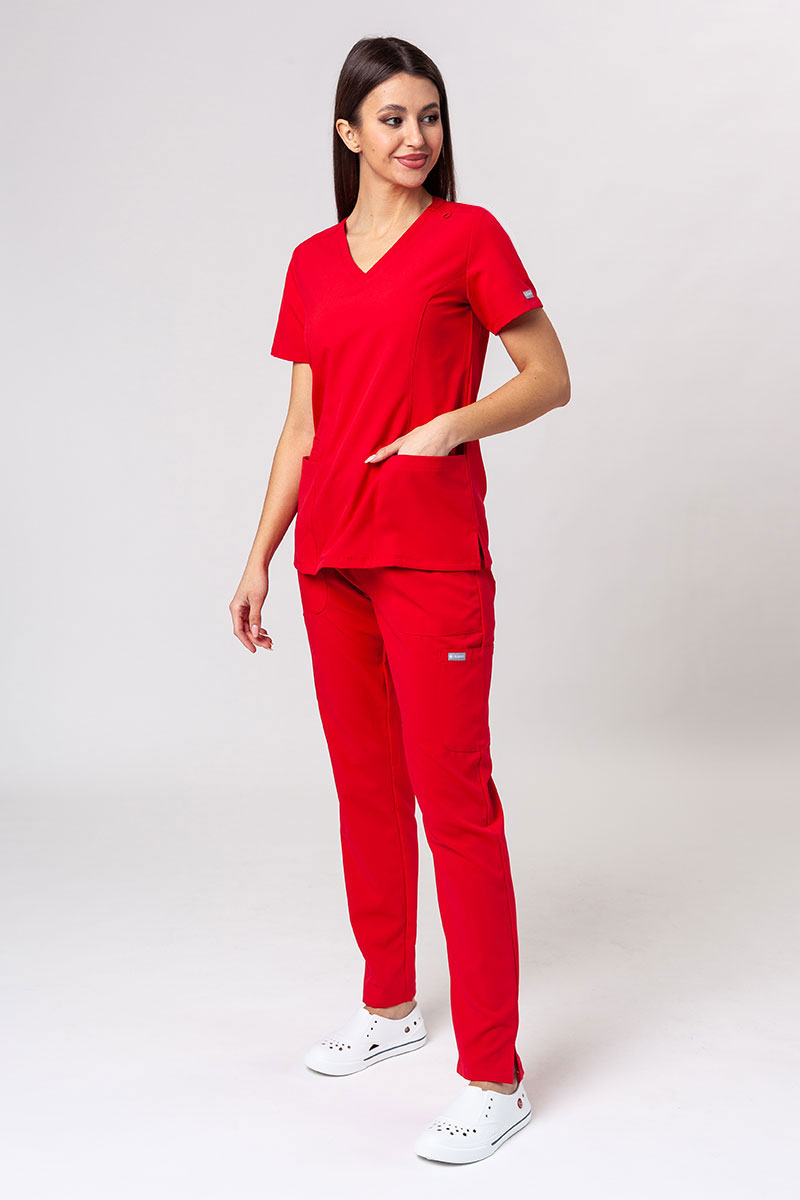 Komplet medyczny damski Maevn Momentum (bluza Double V-neck, spodnie 6-pocket) czerwony