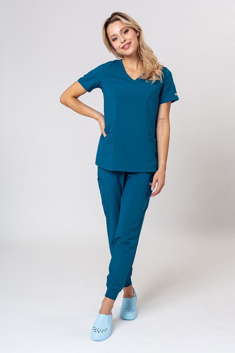 Komplet medyczny damski Maevn Momentum (bluza Asymetric, spodnie Jogger) karaibski błękit