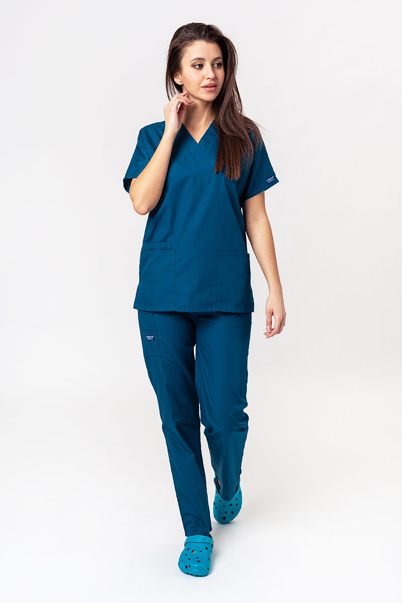 Komplet medyczny damski Cherokee Originals (bluza V-neck, spodnie N.Rise) karaibski błękit