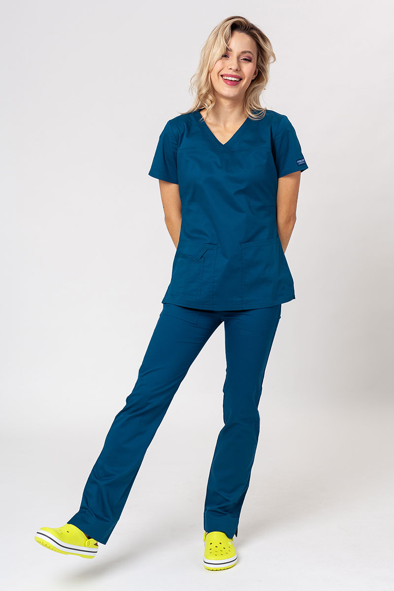 Komplet medyczny damski Cherokee Core Stretch (bluza Core, spodnie Mid Rise) karaibski błękit