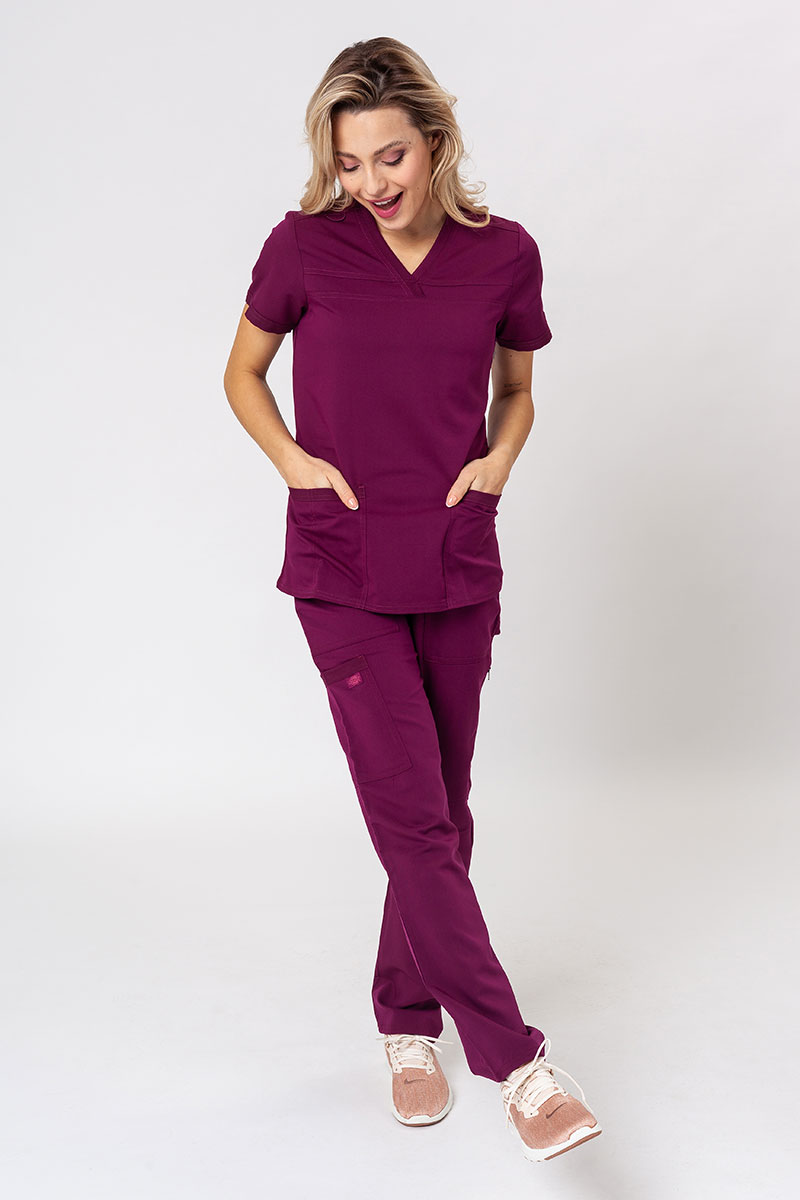 Komplet medyczny damski Dickies Balance (bluza V-neck, spodnie Mid Rise) wiśniowy
