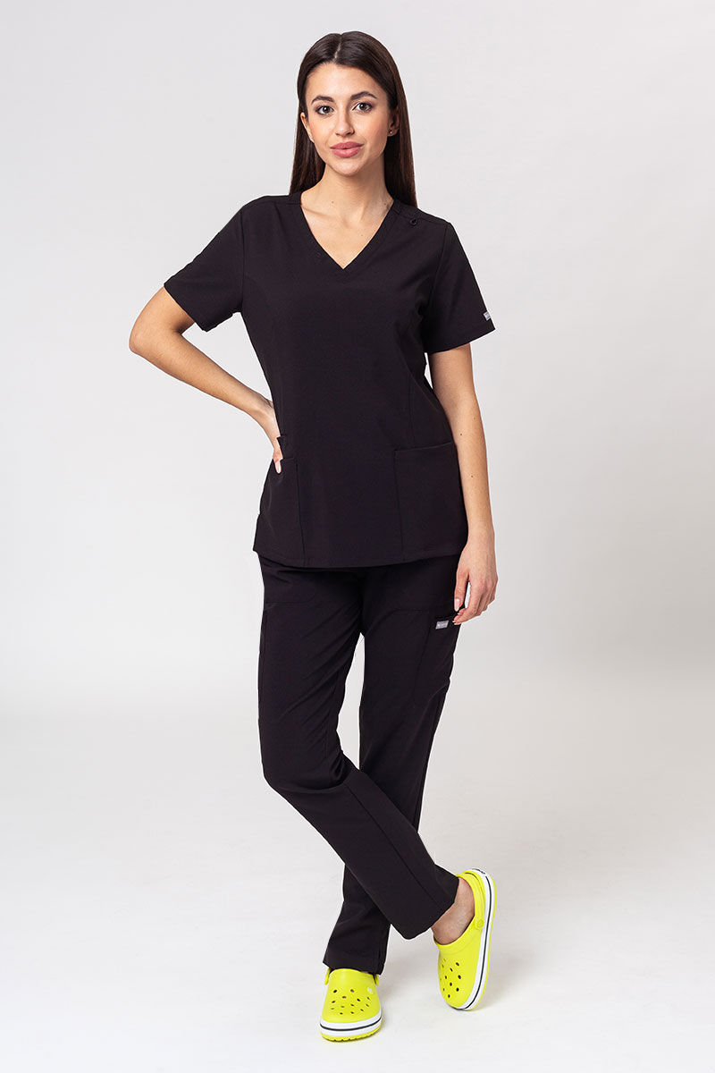 Komplet medyczny damski Maevn Momentum (bluza Double V-neck, spodnie 6-pocket) czarny