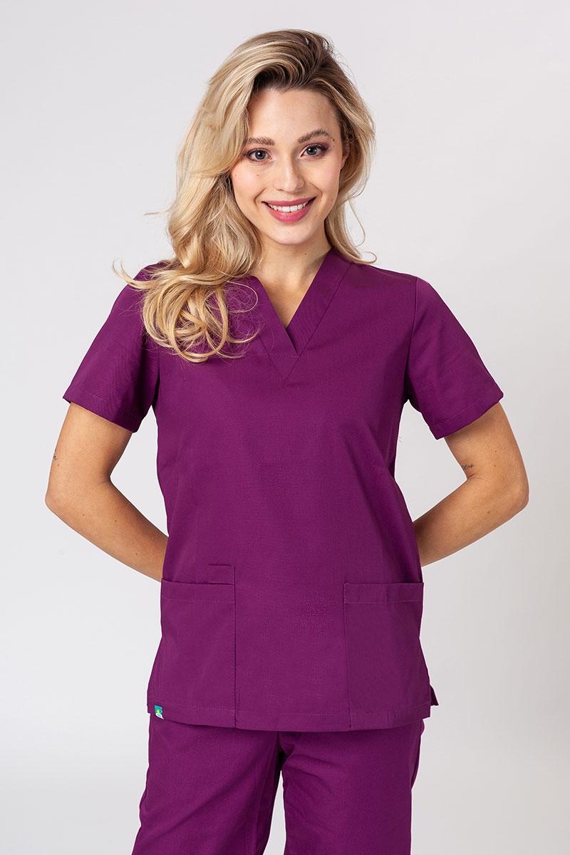 Bluza medyczna damska Sunrise Uniforms Basic Light oberżynowa