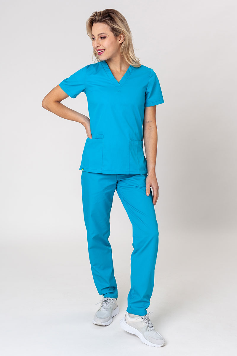 Komplet medyczny damski Sunrise Uniforms Basic Classic (bluza Light, spodnie Regular) turkusowy