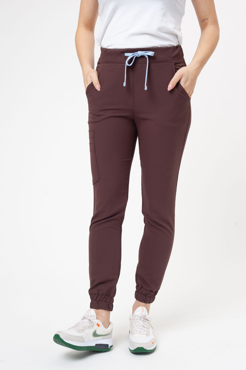Spodnie medyczne damskie Sunrise Uniforms Premium Chill jogger brązowe