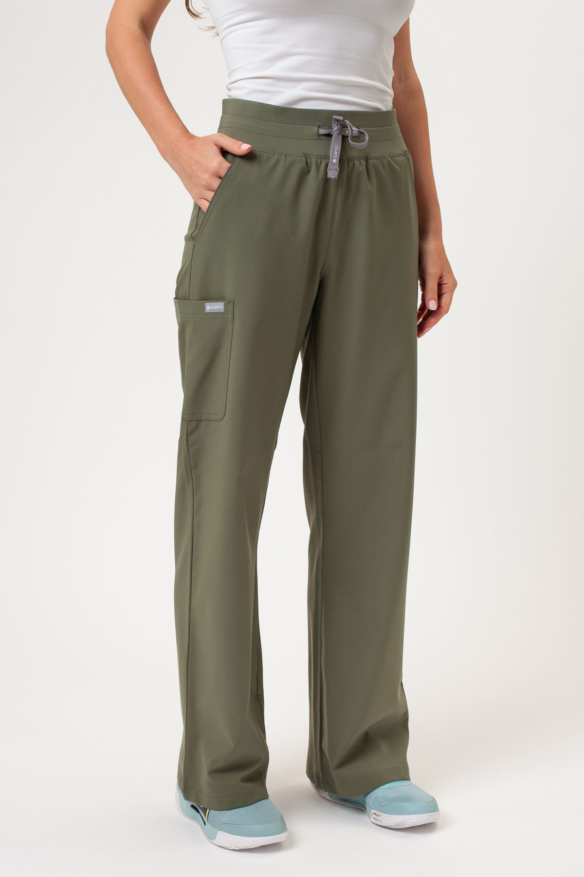 Spodnie medyczne damskie Maevn Momentum Wide Leg oliwkowe