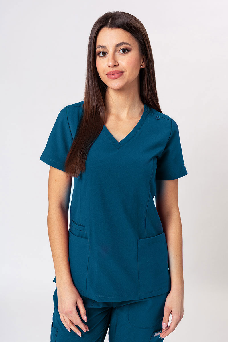 Bluza medyczna damska Maevn Momentum Double V-neck karaibski błękit