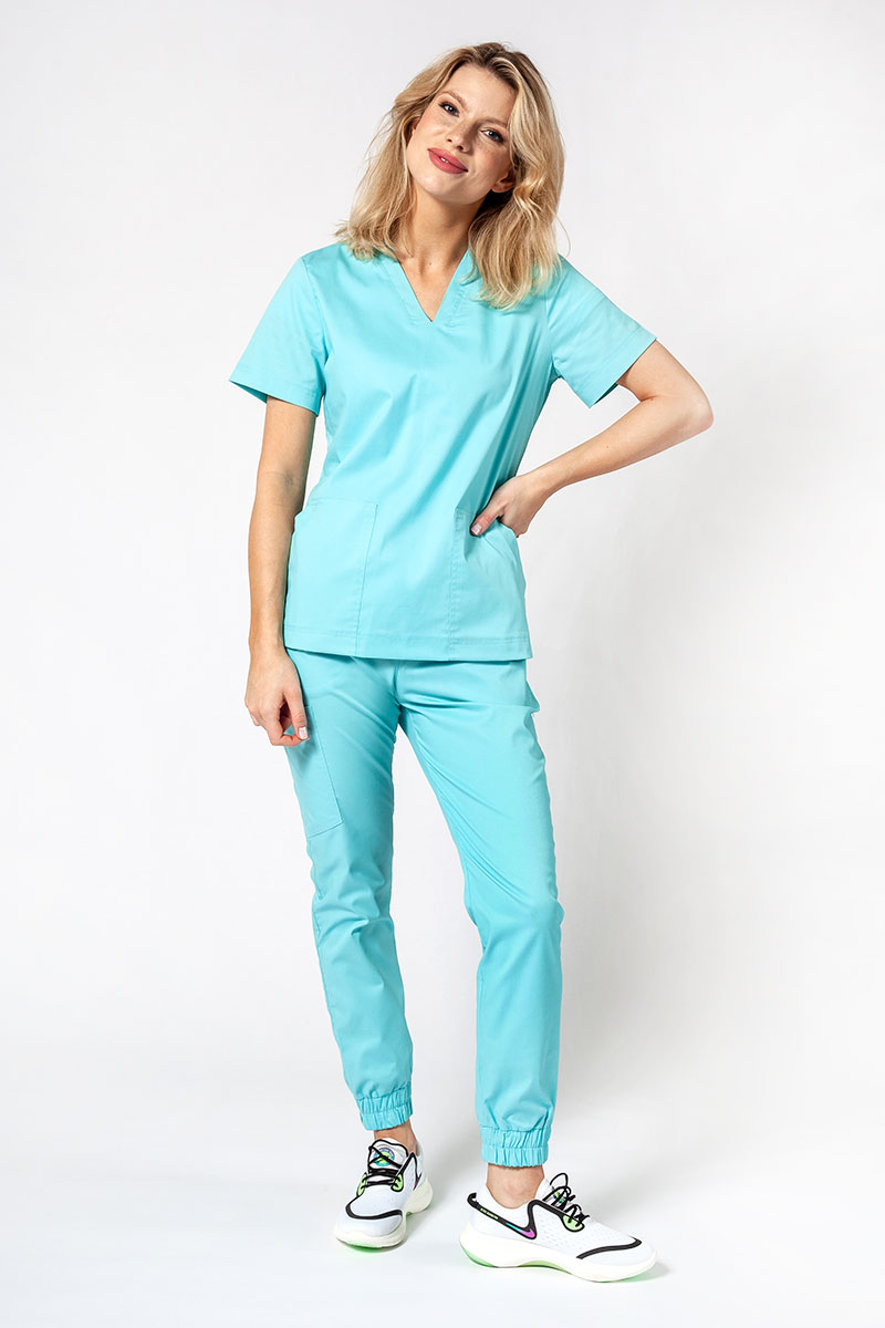 Komplet medyczny damski Sunrise Uniforms Active III (bluza Bloom, spodnie Air) aqua