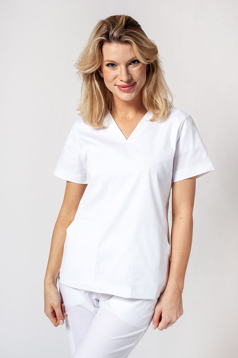 Bluza medyczna damska Sunrise Uniforms Active Bloom biała
