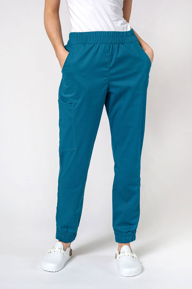 Spodnie medyczne damskie Sunrise Uniforms Active Air jogger karaibski błękit