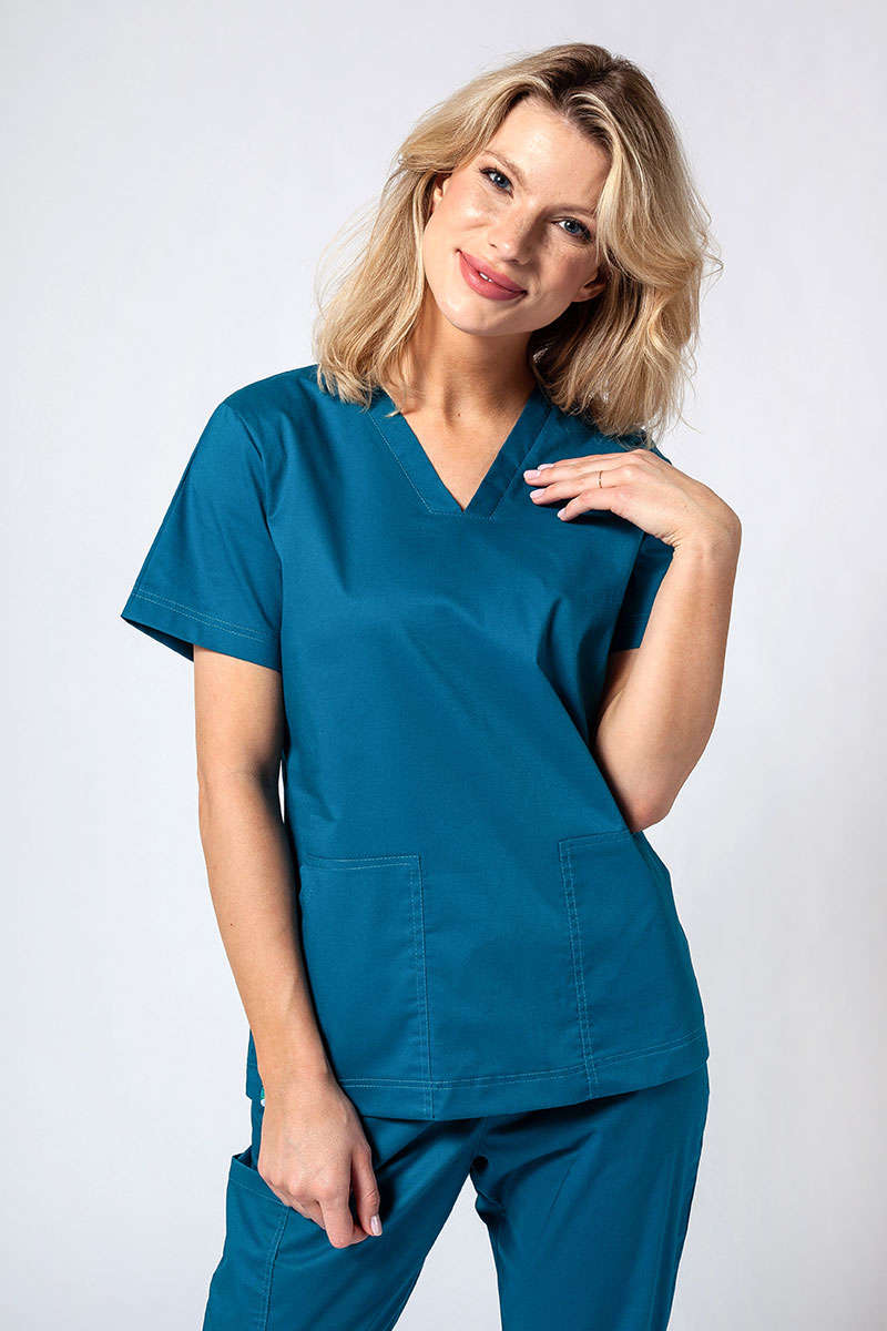 Bluza medyczna damska Sunrise Uniforms Active Bloom karaibski błękit