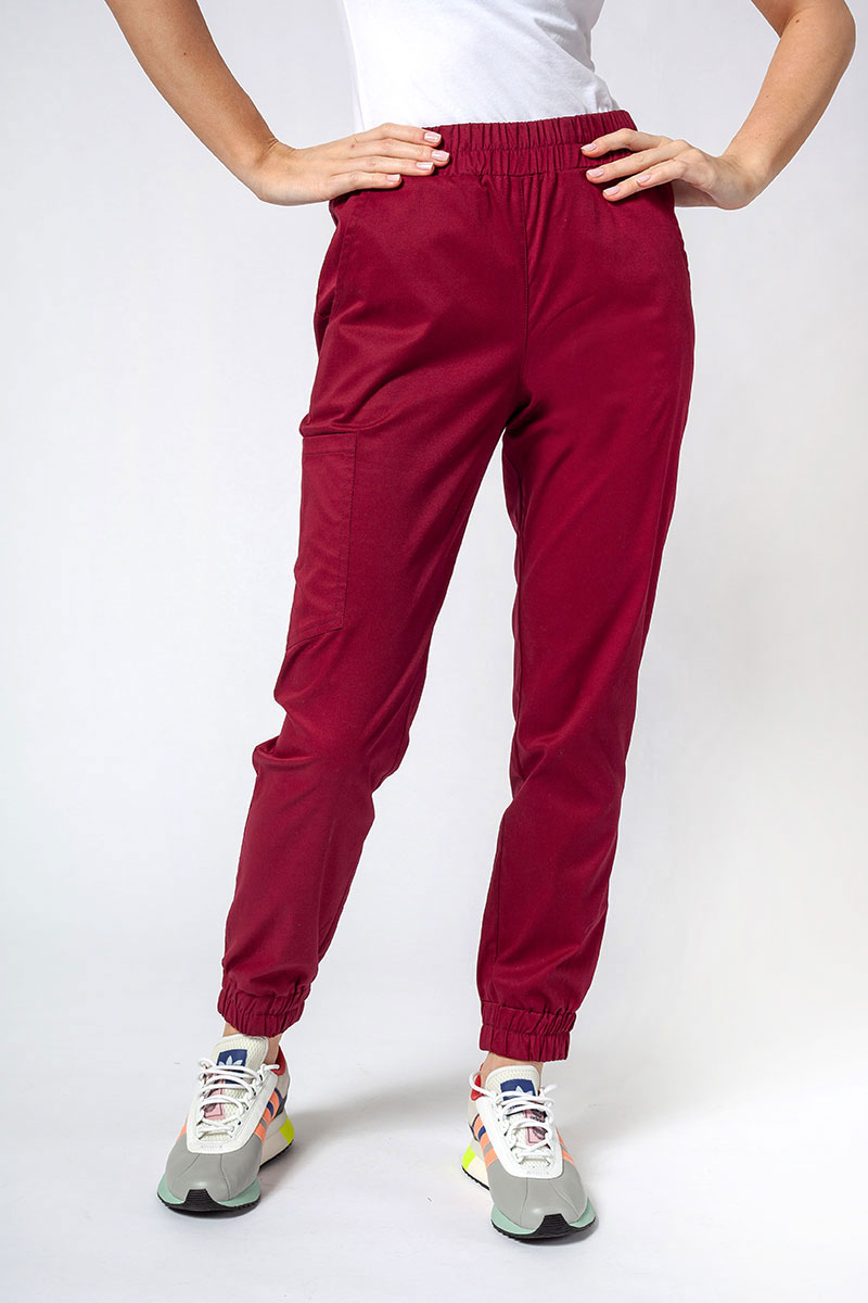 Spodnie medyczne damskie Sunrise Uniforms Active Air jogger wiśniowe