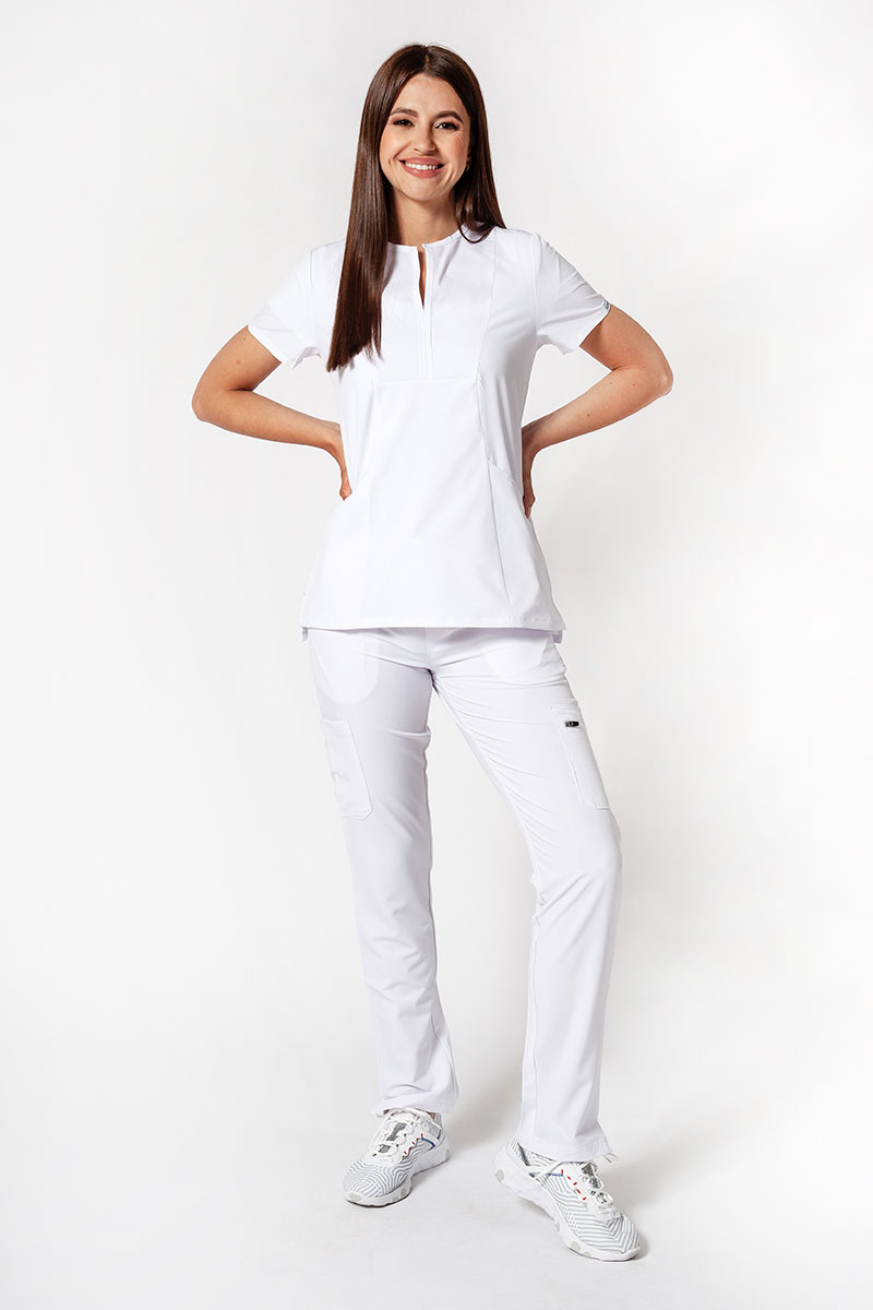 Komplet medyczny Adar Uniforms Cargo biały (z bluzą Notched - elastic)