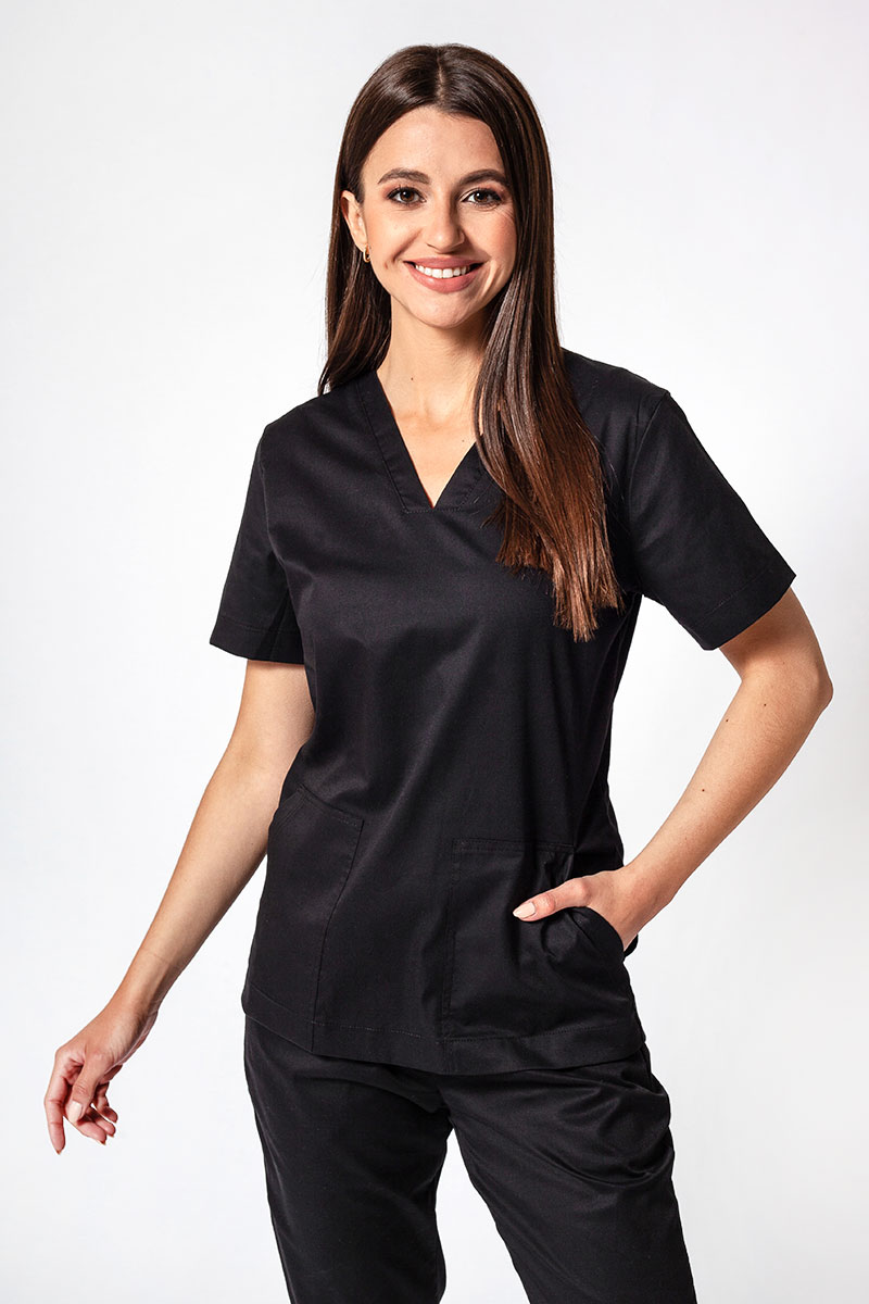 Bluza medyczna damska Sunrise Uniforms Active Bloom czarna