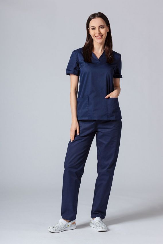 Komplet medyczny damski Sunrise Uniforms Basic Classic (bluza Light, spodnie Regular) ciemny granat-1