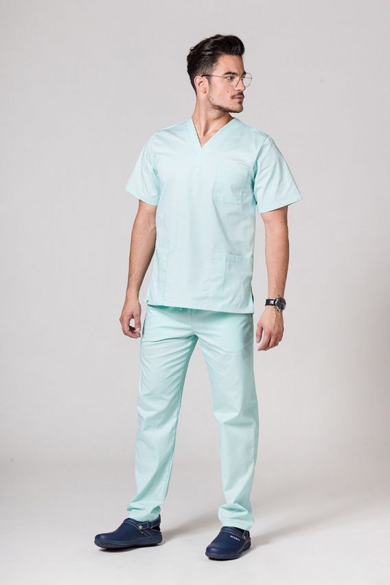 Komplet medyczny męski Sunrise Uniforms Basic Classic (bluza Standard, spodnie Regular) miętowy-1