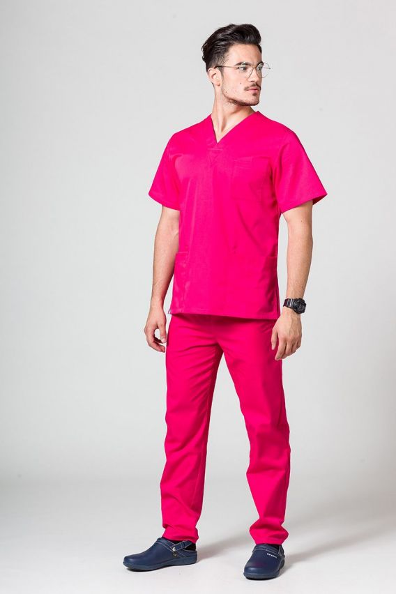Komplet medyczny męski Sunrise Uniforms malinowy (z bluzą uniwersalną)-1