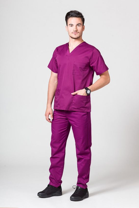 Komplet medyczny męski Sunrise Uniforms Basic Classic (bluza Standard, spodnie Regular) oberżynowy-1