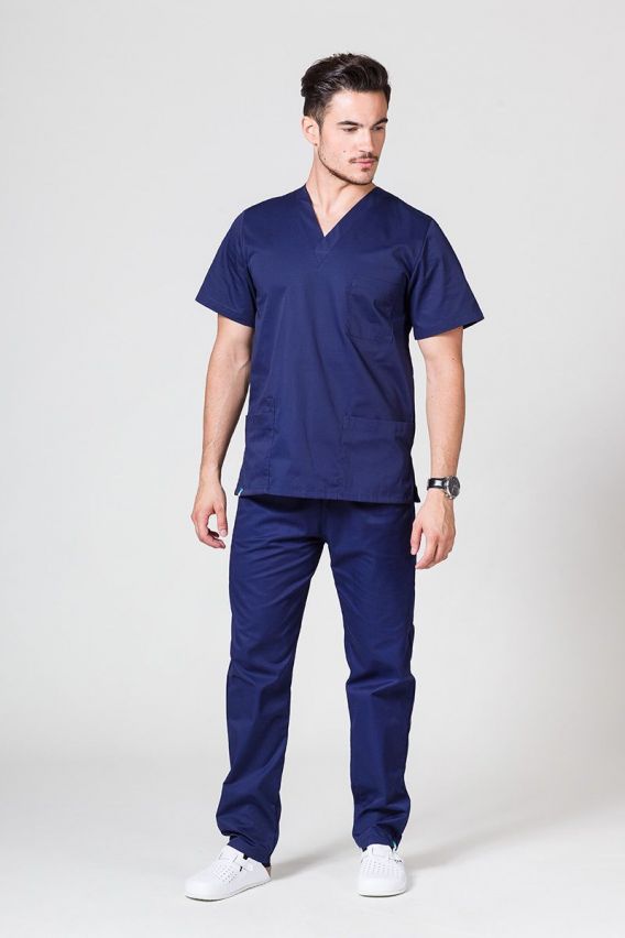 Komplet medyczny męski Sunrise Uniforms Basic Classic (bluza Standard, spodnie Regular) ciemny granat-1