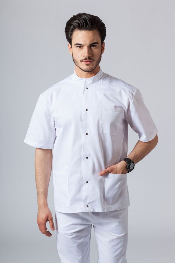 Koszula/bluza medyczna męska ze stójką biała-1