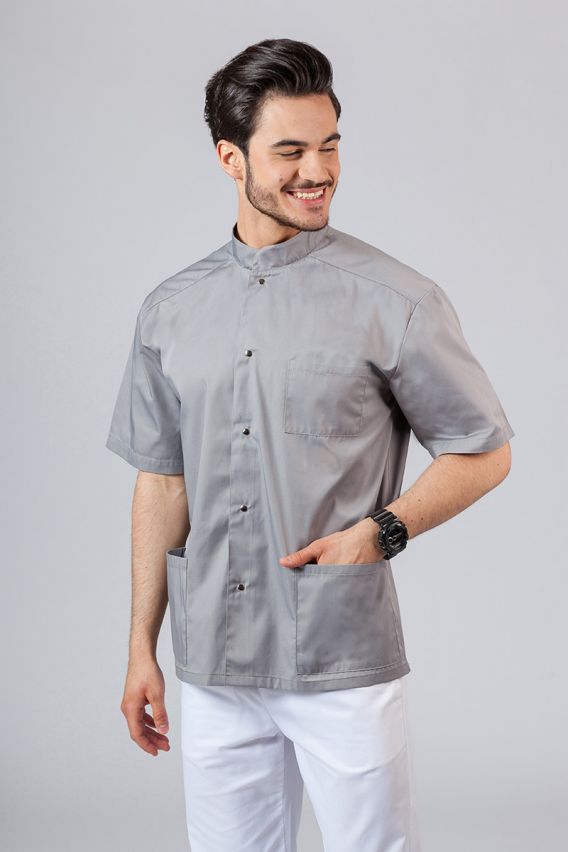 Koszula/bluza medyczna męska ze stójką szara-1